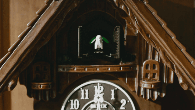 Wooden cuckoo clock on the wall