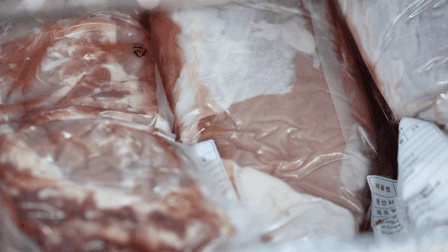 Pork packaged in refrigerator