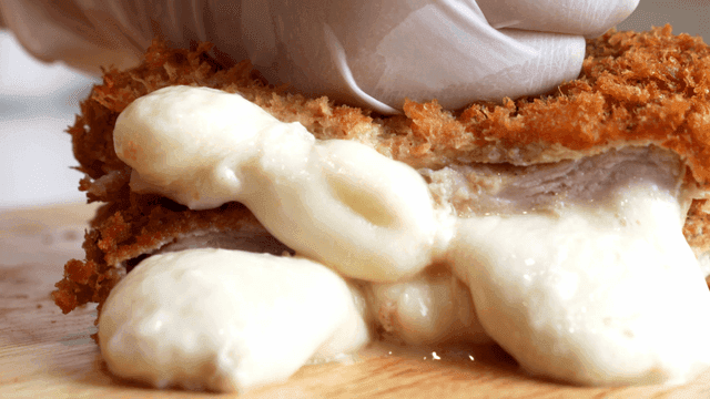 Cheese melting inside crispy cutlet