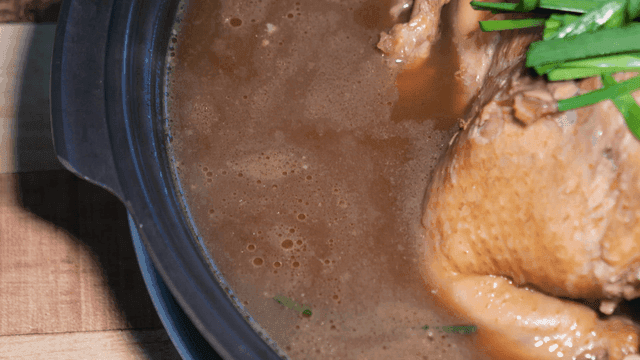 Samgyetang with rich broth served in pot