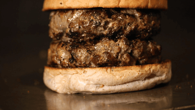 Moist double-patty hamburger