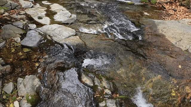 바위 위로 흐르는 고요한 시냇물