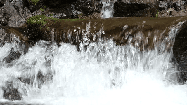 이끼 낀 바위를 흐르는 물