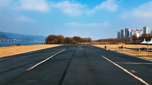 Secluded Han River Park and the Blurry Skyline Beyond