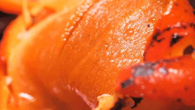 Close-up of a roasted red pepper