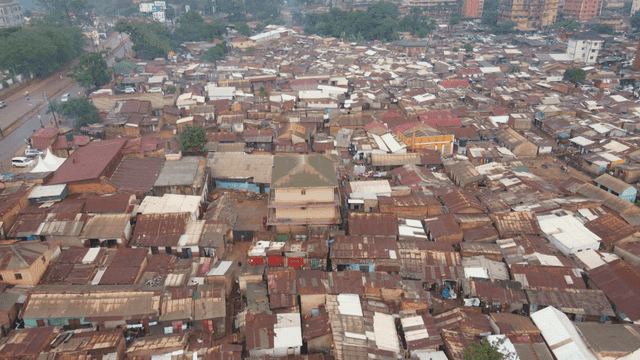 Densely populated slums