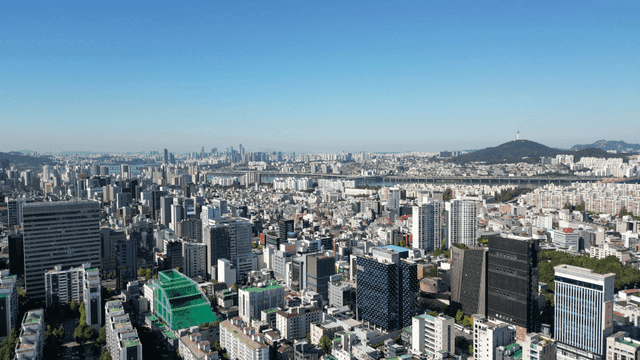 Expansive view of a bustling cityscape