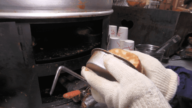 Korean egg bread being prepared in a market