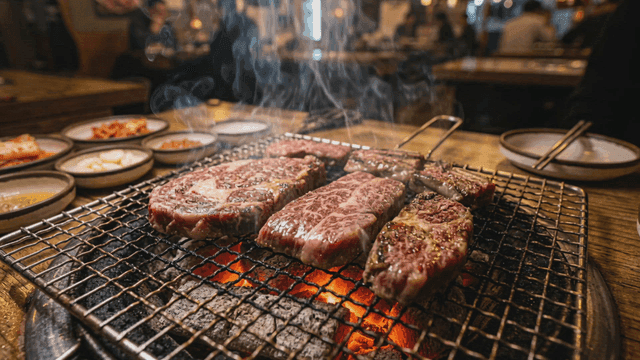 Beef grilled over charcoal
