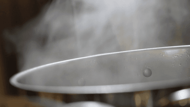 Steam rising from a boiling pot