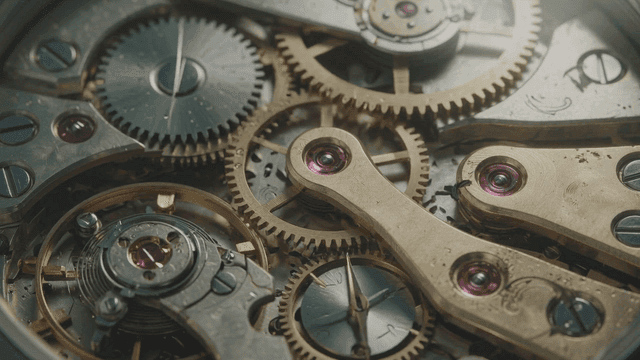 Intricate gears of a mechanical watch