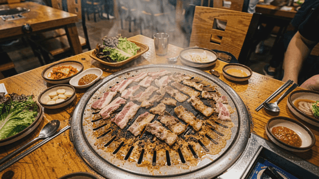 Pork belly grilled on table