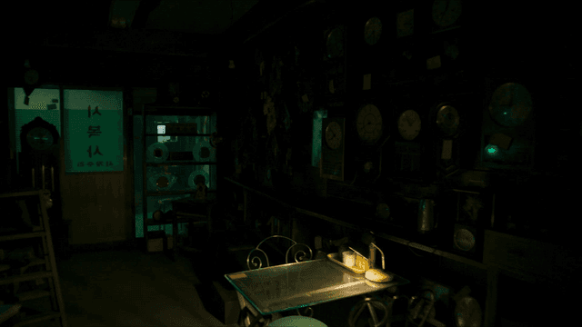 어두운 시계들이 가득한 시계가게