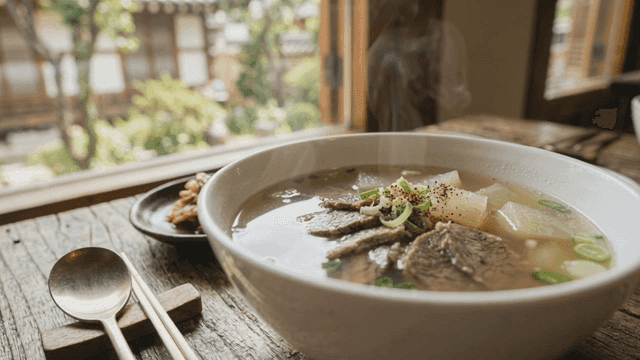 Warm beef and radish soup