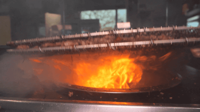 Bulgogi grilled over briquette fire