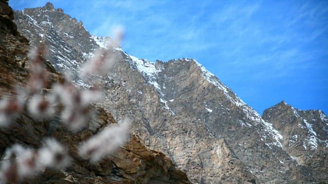 겨울의 눈 덮인 산맥