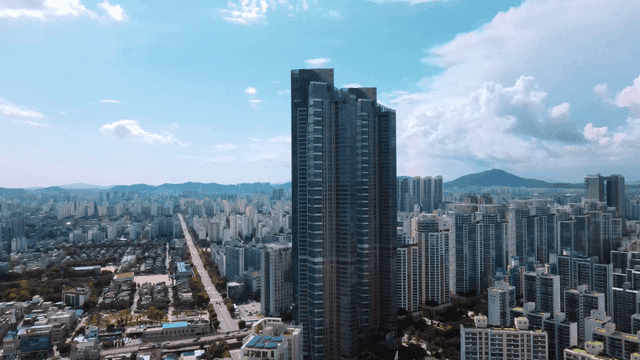 Cityscape with tall skyscrapers