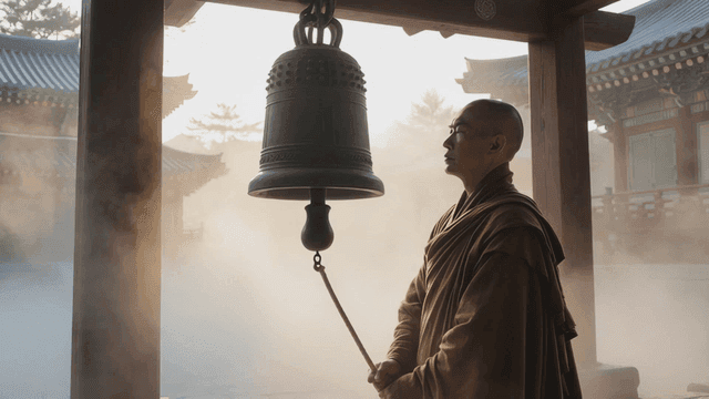 큰 절 종을 치는 승려