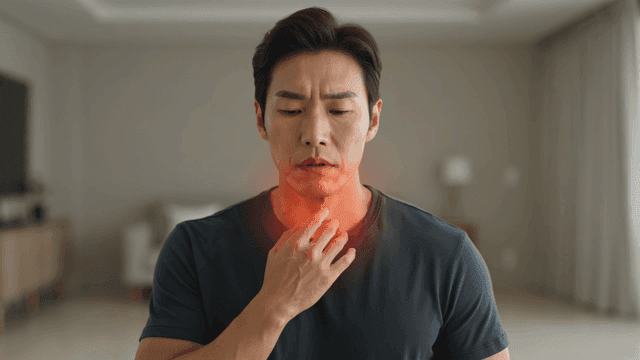 Men experiencing neck discomfort