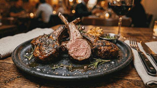 Grilled lamb chops served on a plate