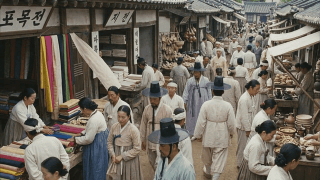 Bustling traditional Joseon market