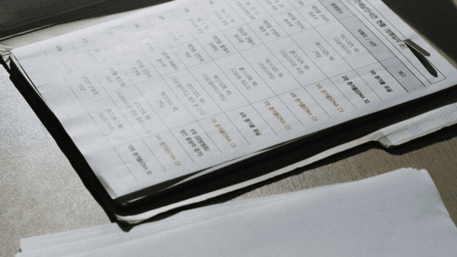 Document summarizing murder case on desk