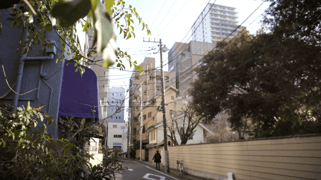 주택과 현대적인 건물 조용한 골목