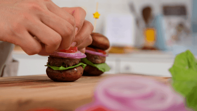 Mushroom Burger Made with Fresh Ingredients