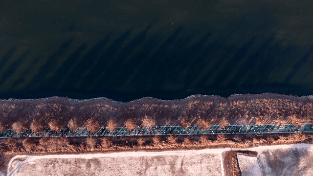 Riverside road where countless people are running