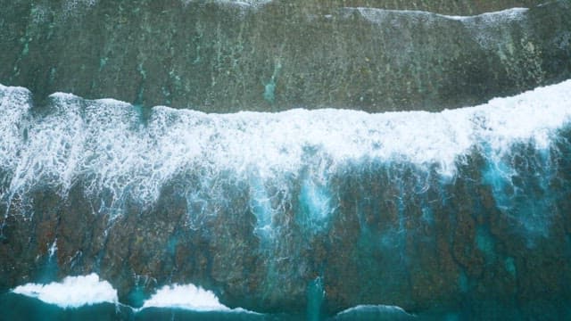 White Foam of Waves Crashing Against the Shore