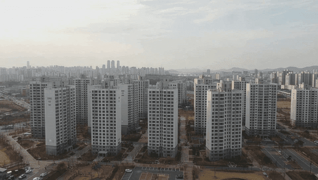 Modern cityscape with high-rise apartments