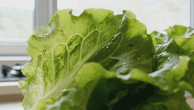 물방울이 맺힌 신선한 상추