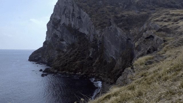 바다 옆의 거친 절벽