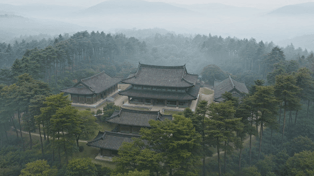 Traditional Hanok in forest