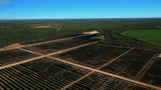 숲 속 가운데 넓은 태양광 발전소