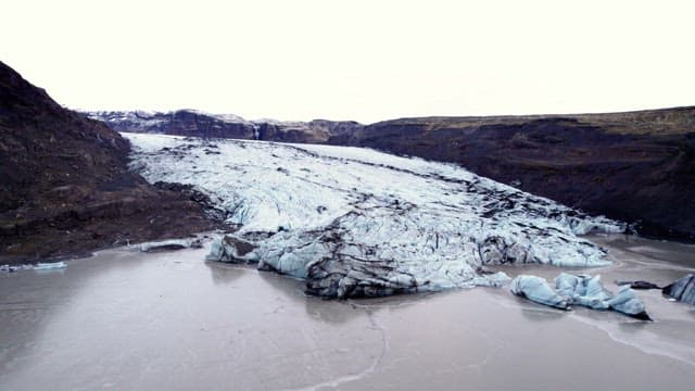 Vast glacier stretching across a mountain