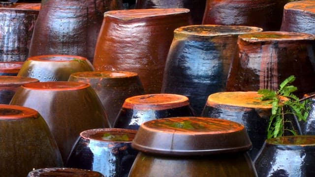 전통 한국 장독대