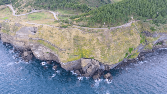 Scenic coastal cliff with lush greenery