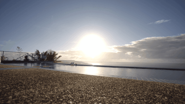 Serene poolside with ocean view