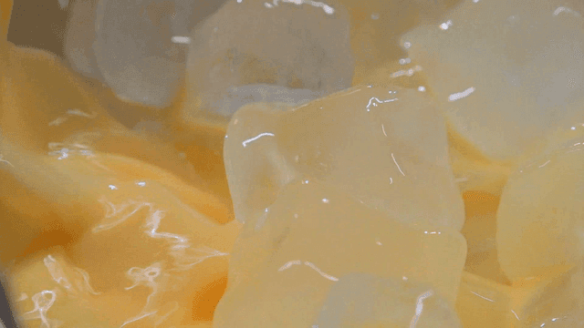 Pouring egg mixture over ice