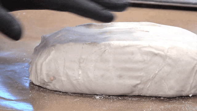 White fermented dough taken out from container