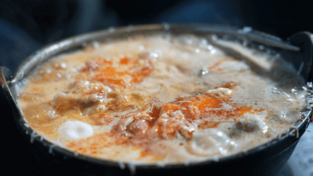 Cheese mala hot pot boiling in pot