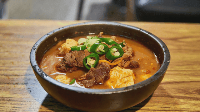 Bowl of spicy beef soybean paste stew