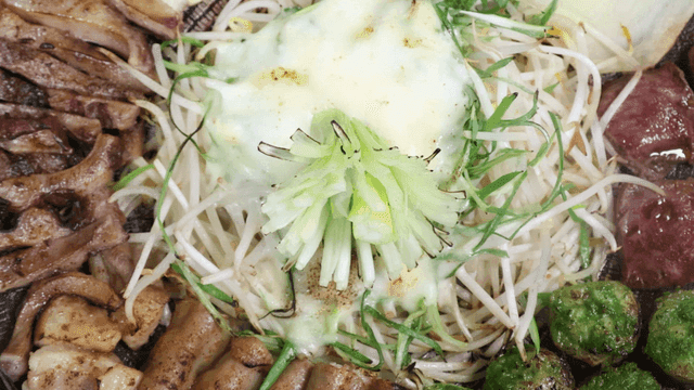 Korean barbecue with vegetables and cheese