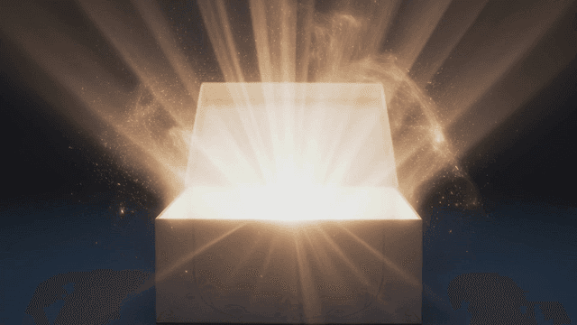 밝은 빛을 발하는 신비로운 선물 상자