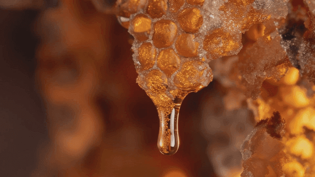 벌집에서 떨어지는 끈적한 꿀