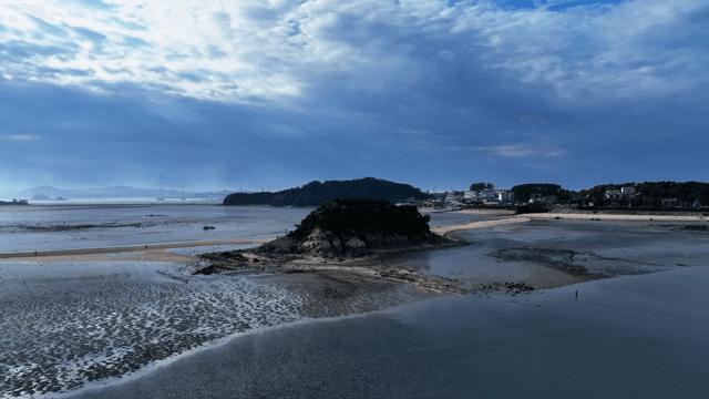 Scenic island under a clear sky