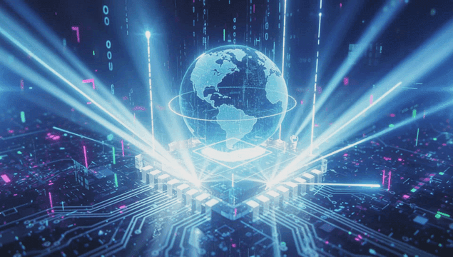 Digital globe with data streams