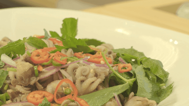 Plate of fresh octopus salad