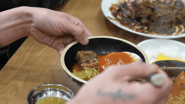 Spicy seafood galbi jjamppong served on plate